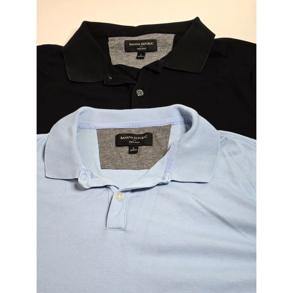 Banana Republic Dress Polo Shirts Bundle | Men's Size Large | 2 Pack Blue Black